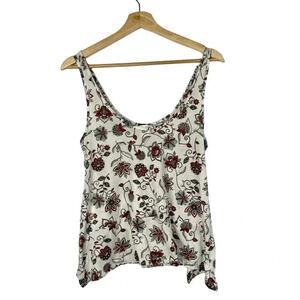 H&M White & Red Floral Sleeveless Tank Top S